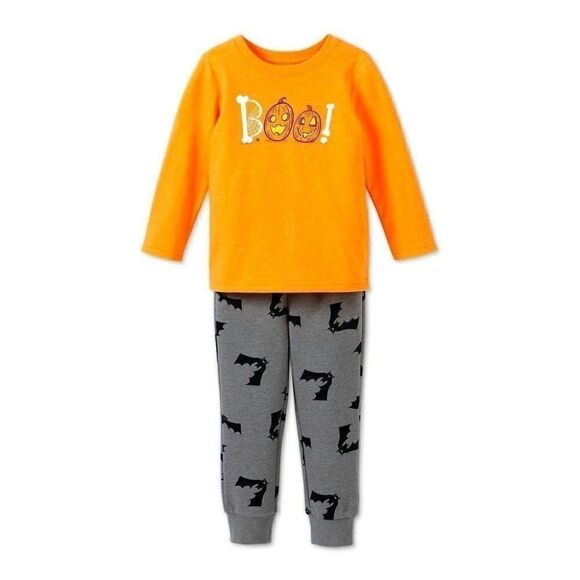 Toddler Boys' Long Sleeve Halloween Boo Top & Bottom Set - Cat & Jack - 12M - Picture 1 of 7